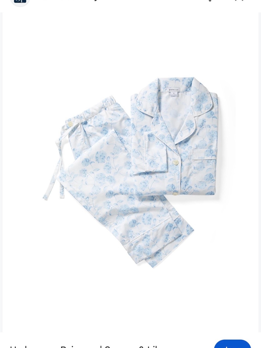 Serena & Lily Light Blue Floral Cotton Pajama Set